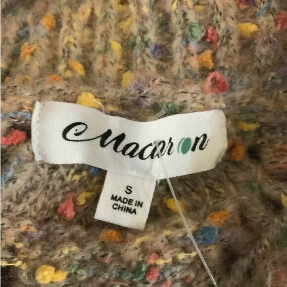 Macaron Sweater Confetti V-Neck Womens Size Small Multicolor Breathable Knit - Picture 8 of 11